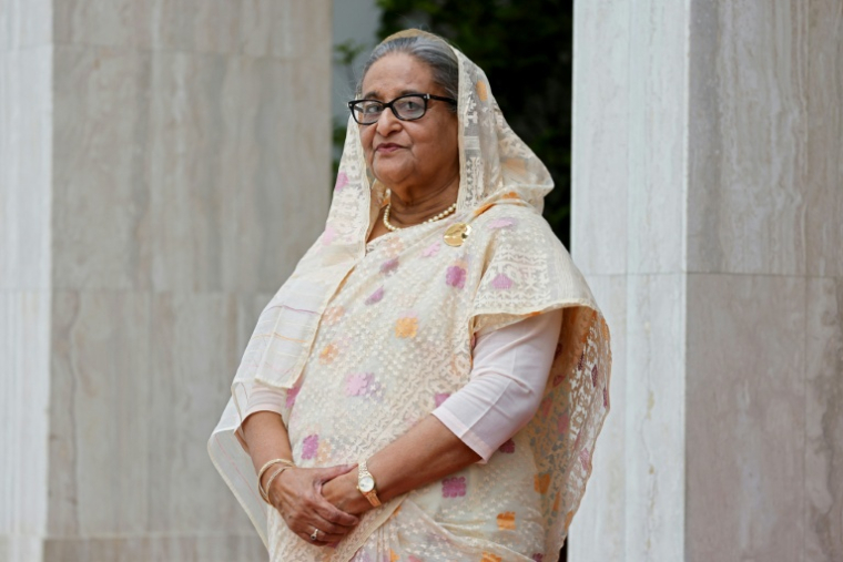 L'ex-Première ministre du Bangladesh Sheikh Hasina, à Dacca le 11 septembre 2023 ( AFP / Ludovic MARIN )