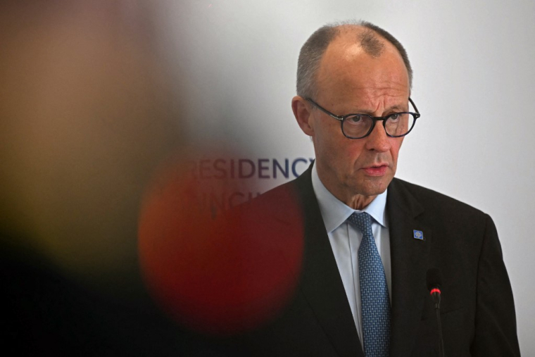 Friedrich Merz à Nicosie, à Chypre, le 24 avril 2026. ( AFP / NICOLAS TUCAT )