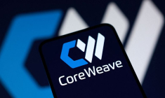 L'illustration montre le logo de CoreWeave