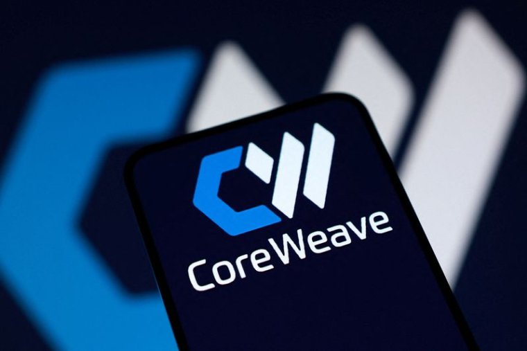 L'illustration montre le logo de CoreWeave