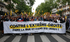 Manifestation contre le parti d'extrême droite français, le Rassemblement national, à Paris