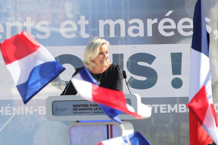 La cheffe des députés du Rassemblement national, Marine Le Pen, le 7 septembre 2025 lors de sa rentrée politique à Hénin-Beaumont ( AFP / FRANCOIS LO PRESTI )