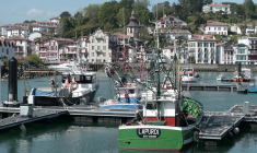 Des chalutiers sont amarrés dans le port de Saint-Jean-de-Luz, dans le golfe de Gascogne, le 29 avril 2019. ( AFP / IROZ GAIZKA )