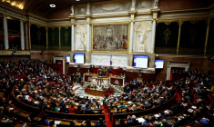Photo d'une vue générale de l'hémicycle de l'Assemblée nationale à Paris