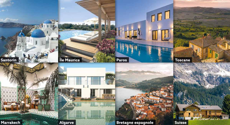 Quand vous rejoindrez votre destination favorite, n’hésitez pas à loucher sur les vitrines des agences immobilières…(© CC Caractère International/Errikos Khols Immobilien Consulting/Ukasz Czechowicz/Alex Azabacge/DR/ Shutterstock/CC)