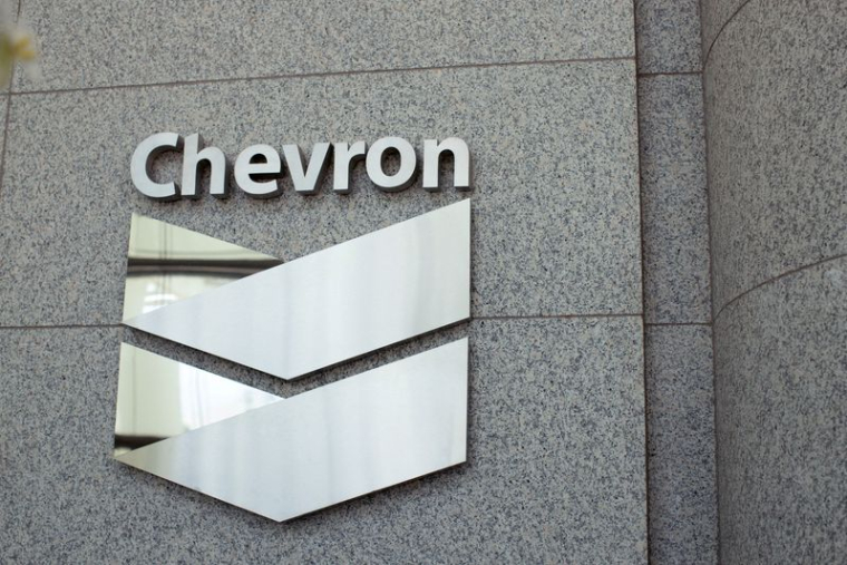 Un logo Chevron sur le bâtiment Chevron à Houston, Texas