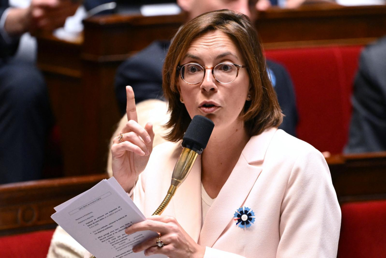 Amelie de Montchalin, ministre en charge des Comptes publics, à l'Assemblée nationale, le 6 mai 2025. ( AFP / BERTRAND GUAY )