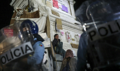 Student protest movement across Europe have condemned heavy-handed police action and government reactions focused on public order ( AFP / PATRICIA DE MELO MOREIRA )