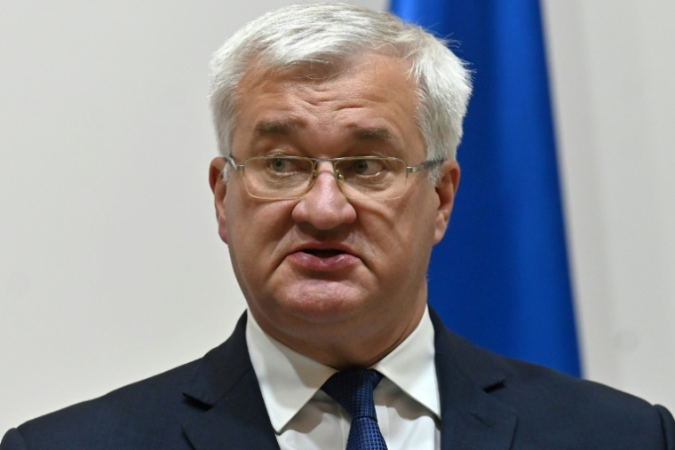 Le ministre ukrainien des Affaires étrangères Andriï Sybiga, le 12 septembre 2025 à Kiev ( AFP / Sergei SUPINSKY )
