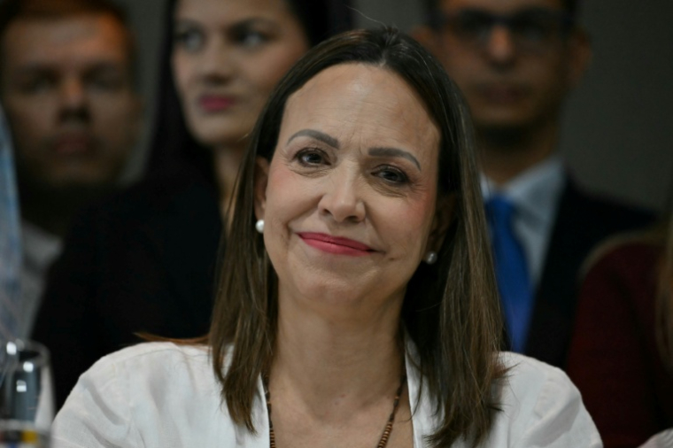 La figure de l'opposition vénézuélienne Maria Corina Machado assiste à une conférence de presse à Panama, le 23 mai 2026 ( AFP / MARTIN BERNETTI )