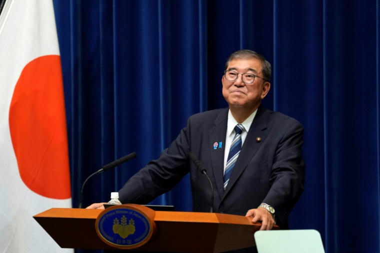 Le Premier ministre japonais Shigeru Ishiba lors d'une conférence de presse après avoir annoncé sa démission, le 7 septembre 2025 à Tokyo ( POOL / TORU HANAI )