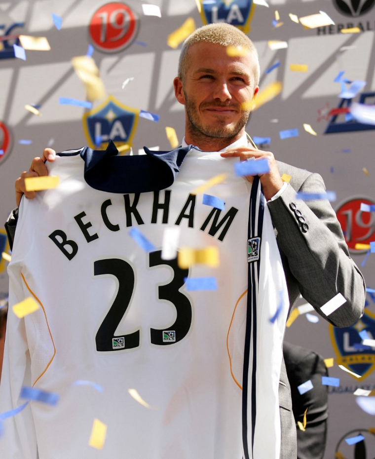 David Beckham lors de sa présentation au Los Angeles Galaxy le 13 juillet 2007. ( Getty Images North America / STEPHEN DUNN )