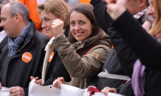 Sophie Binet à Paris, le 6 avril 2023. ( AFP / THOMAS SAMSON )