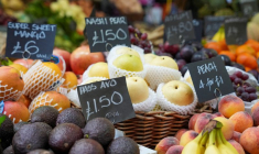 Les prix des aliments sont affichés au Borough Market