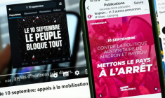 Une publication du compte "Les Jeunes Génération.s" sur un réseau social, le 22 août 2025, appelant à une mobilisation le 10 septembre 2025, suite à un appel initialement lancé par le mouvement "Bloquons tout" contre les coupes budgétaires voulues par le Premier ministre François Bayrou ( AFP / BERTRAND GUAY )