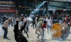 Heurts entre manifestants et polciers à Katmandou, le 8 septembre 2025 au Népal ( AFP / Prabin RANABHAT )