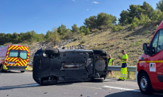 Un accident sur une autoroute près de Foncouverte, le 24 septembre 2024 dans l'Aude ( AFP / Valery HACHE )