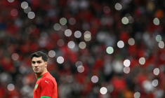 L'attaquant du Maroc Brahim Diaz lors du match des 8es de finale de la Coupe d'Afrique des nations contre la Tanzanie le 4 janvier 2024 à RAbat ( AFP / Gabriel BOUYS )