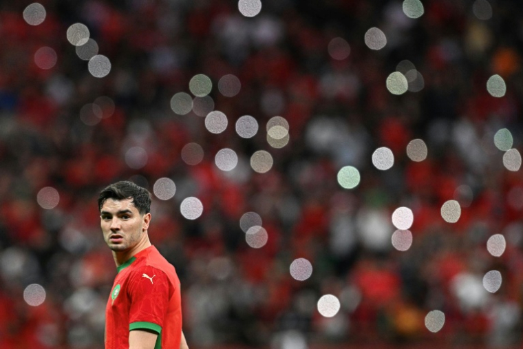 L'attaquant du Maroc Brahim Diaz lors du match des 8es de finale de la Coupe d'Afrique des nations contre la Tanzanie le 4 janvier 2024 à RAbat ( AFP / Gabriel BOUYS )
