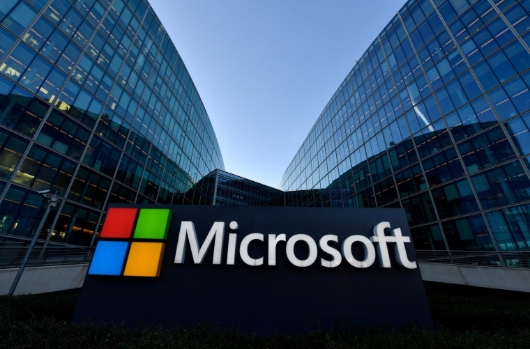 Immeuble Microsoft le 6 mars 2018 2018 à Issy-Les-Moulineaux,dans les Hauts-de-Seine. ( AFP / GERARD JULIEN )