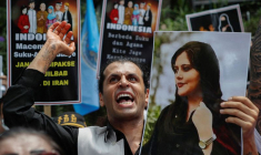 Une manifestation contre le régime iranien à la suite de la mort de Mahsa Amini