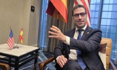 Carlos Cuerpo, ministre espagnol de l'économie, à Houston (Texas) le 12 juin 2025. ( AFP / MOISES AVILA )