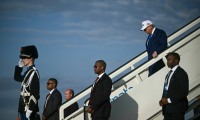 Le président américain Donald Trump débarque d'Air Force One à l'aéroport de Schiphol, le 24 juin 2025 à Amsterdam, aux Pays-Bas, pour assister au sommet de l'Otan ( AFP / Brendan SMIALOWSKI )