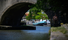 Des bateaux dans le port de plaisance de Castelnaudary sur le Canal du Midi, dans le sud-ouest de la France, le 28 mai 2026   ( AFP / Lionel BONAVENTURE )