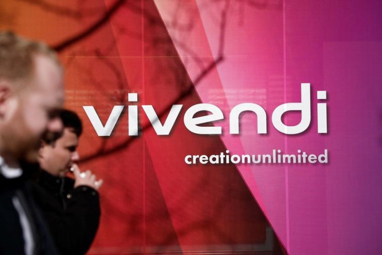 Le logo de Vivendi au siège de l'entreprise à Paris