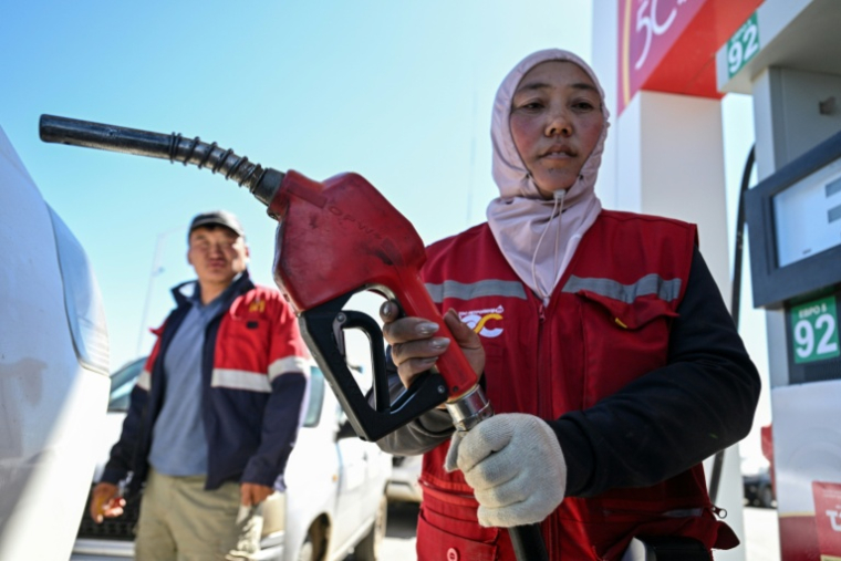 Un employé dans une station-service à Bagakhangai, en Mongolie, le 25 août 2026 ( AFP / Hector RETAMAL )