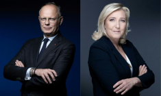 Montage réalisé le 7 juillet 2026 montrant Édouard Philippe le 26 février 2025, et Marine Le Pen, le 20 octobre 2021 à Paris ( AFP / JOEL SAGET )