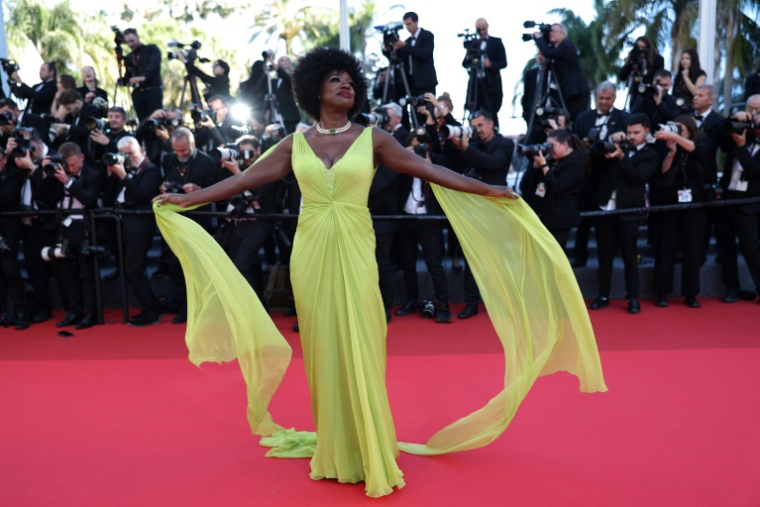 L'actrice américaine Viola Davis, ambassadrice de la marque L'Oréal, sur le tapis rouge du 78e Festival de Cannes, le 23 mai 2025 ( AFP / Sameer AL-DOUMY )