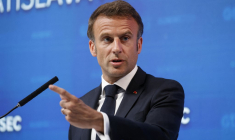 Emmanuel Macron à Bratislava, en Slovaquie, le 31 mai 2023. ( AFP / LUDOVIC MARIN )