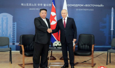 Vladimir Poutine et Kim Jong Un lors d'une réunion au cosmodrome de Vostochny, région de l'Amour, Russie