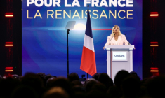 La candidate du Rassemblement national (RN) à la présidentielle, Marine Le Pen, s'exprime lors de son premier meeting de campagne à Orléans, où le parti est réuni en congrès, le 25 octobre 2026 ( AFP / ROMAIN PERROCHEAU )