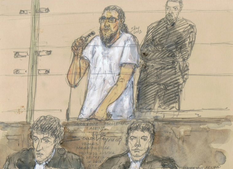 Mohamed Lamine Aberouz au procès de l'attentat de Magnanville, au palais de justice de Paris le 25 septembre 2023 ( AFP / Benoit PEYRUCQ )