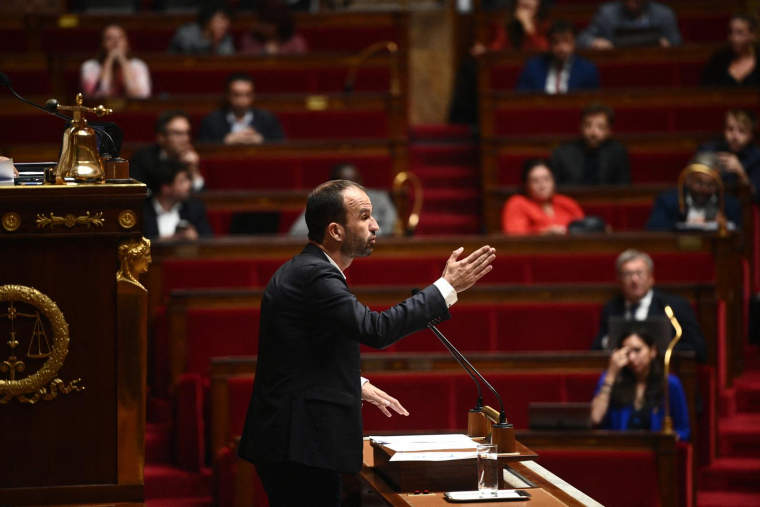 Le député LFI-NUPES Manuel Bompard à l'Assemblée nationale, mercredi 10 novembre 2022. ( AFP / CHRISTOPHE ARCHAMBAULT )