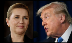 Montage fait le 12 janvier 2026 avec les photos de la Première ministre danoise Mette Frederiksen et du président américain Donald Trump ( AFP / Odd ANDERSEN )