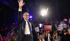Le ministre de l'Intérieur Bruno Retailleau, candidat à la présidence de LR, en meeting à Boulogne-Billancourt (Hauts-de-Seine), le 11 mai 2025 ( AFP / Thomas SAMSON )