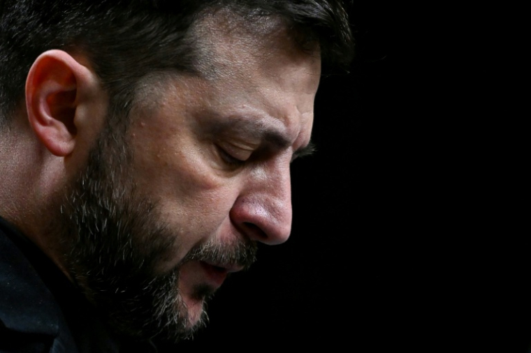 Le président ukrainien Volodymyr Zelensky lors d'une conférence de presse à Ankara, le 19 novembre 2025 ( AFP / Ozan KOSE )