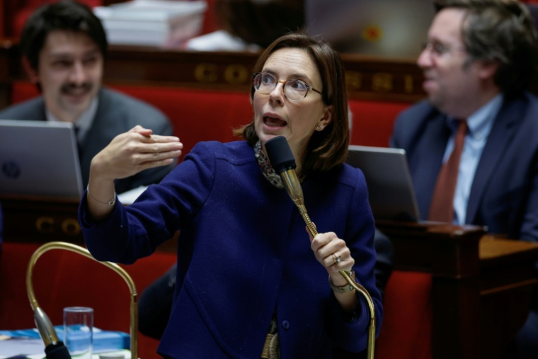 La ministre du Budget Amélie de Montchalin à l'Assemblée nationale, le 5 décembre 2025, à Paris ( AFP / Ian LANGSDON )