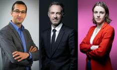 Montage photo des trois candidats à la primaire socialiste pour les municipales à Paris: Rémi Féraud, Emmanuel Grégoire et Marion Waller ( AFP / Joël SAGET )