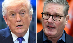 Combinaison d'images créée le 3 mars 2026 du président américain Donald Trump, à gauche, le 20 février 2026 à Washington et du Premier ministre britannique Keir Starmer, à droite, le 18 février 2026 à Cardiff ( POOL / Matthew HORWOOD )