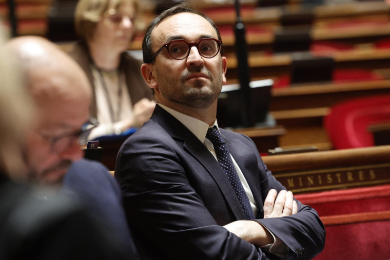 Le ministre des Comptes publics Thomas Cazenave, le 14 novembre 2023 à l'Assemblée nationale. ( AFP / GEOFFROY VAN DER HASSELT )