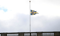 Le drapeau suédois au Palais Royal de Stockholm