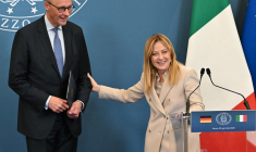 Friedrich Merz et Giorgia Meloni à Rome, en Italie, le 23 janvier 2026. ( AFP / ANDREAS SOLARO )