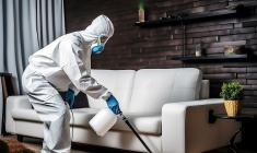 (Crédits photo : Adobe Stock - Spécialiste des punaises de lit intervenant dans un logement insalubre)