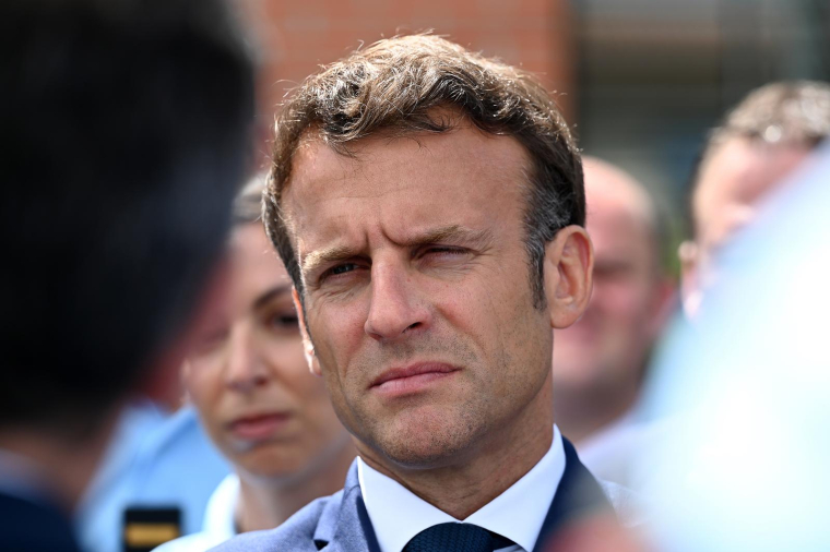 Emmanuel Macron, le 9 juin 2022, à Gaillac ( POOL / Caroline BLUMBERG )