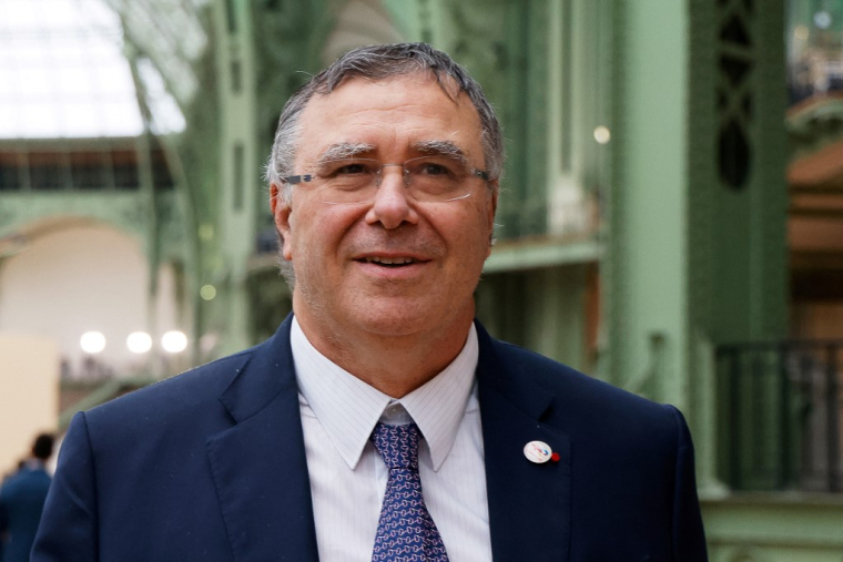 Patrick Pouyanné, à Paris, le 10 février 2025 ( AFP / LUDOVIC MARIN )