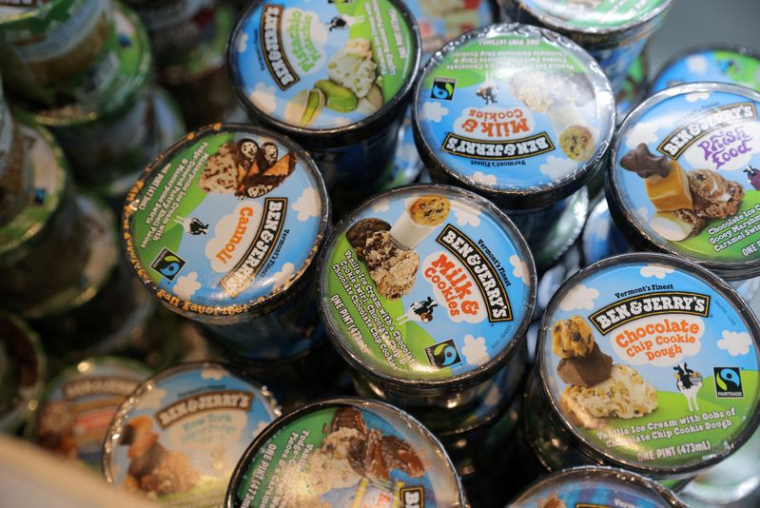 Ben & Jerry's, une marque de crème glacée d'Unilever, dans une boutique de Manhattan, à New York